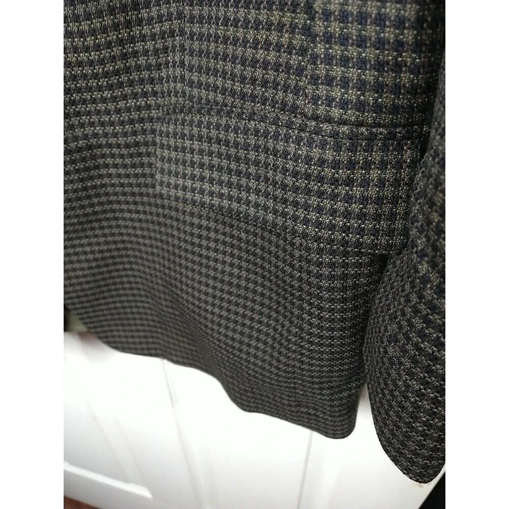 Miltons Vintage Three Button Collared Pocket Brown Gingham Suit Jacket Size 42S